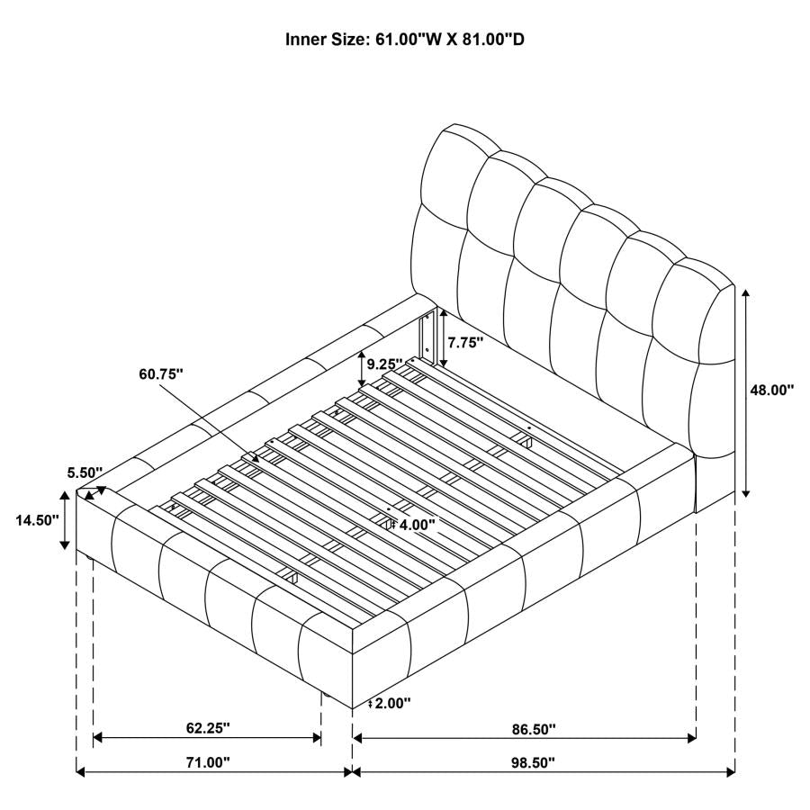 Home & Sleep Outlet - Nollet 48-inch Upholstered Queen Panel Platform Bed Grey