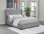Home & Sleep Outlet - Rennes Upholstered Eastern King Wingback Platform Bed Grey