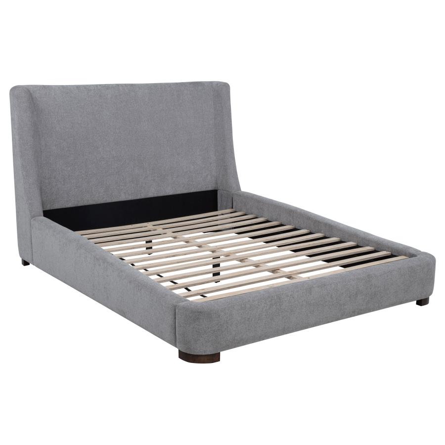 Home & Sleep Outlet - Rennes Upholstered Eastern King Wingback Platform Bed Grey