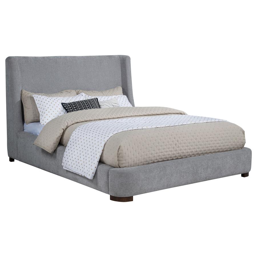 Home & Sleep Outlet - Rennes Upholstered Eastern King Wingback Platform Bed Grey