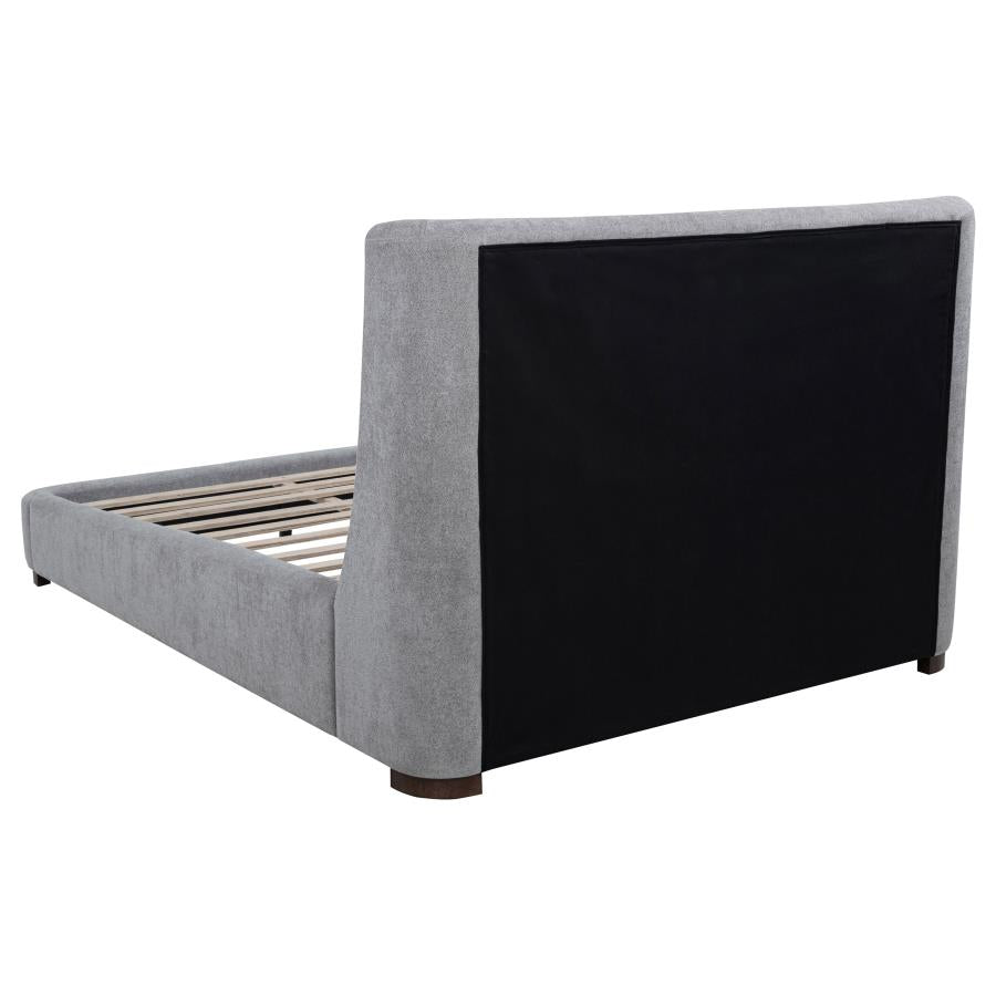 Home & Sleep Outlet - Rennes Upholstered Eastern King Wingback Platform Bed Grey