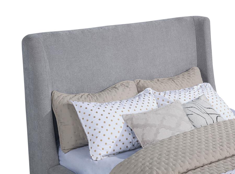 Home & Sleep Outlet - Rennes Upholstered Eastern King Wingback Platform Bed Grey