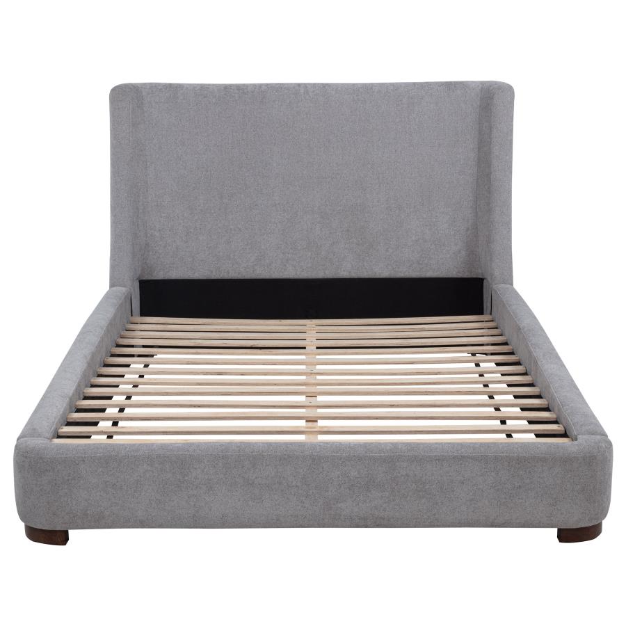 Home & Sleep Outlet - Rennes Upholstered Queen Wingback Platform Bed Grey
