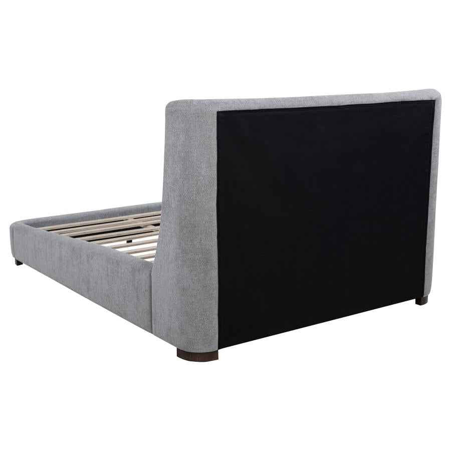 Rennes Upholstered Queen Wingback Platform Bed Grey