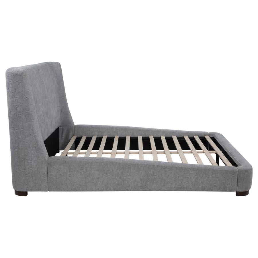 Home & Sleep Outlet - Rennes Upholstered Queen Wingback Platform Bed Grey