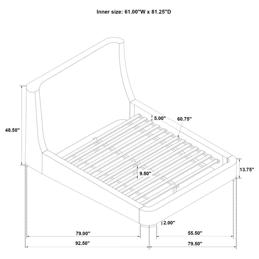 Home & Sleep Outlet - Rennes Upholstered Queen Wingback Platform Bed Grey