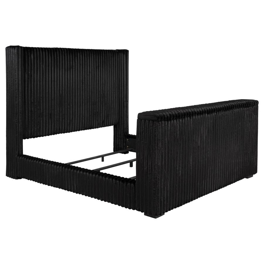 Centergrove Upholstered Eastern King Wingback TV Bed Black