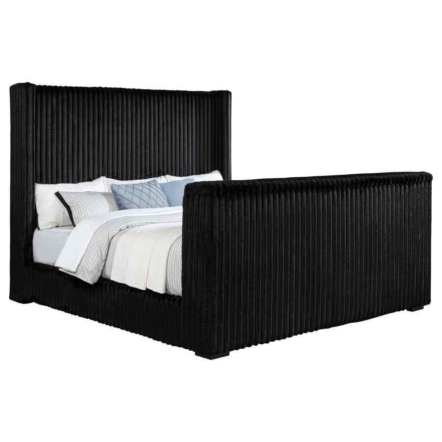 Centergrove Upholstered Eastern King Wingback TV Bed Black