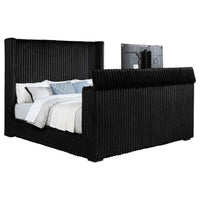 Centergrove Upholstered Eastern King Wingback TV Bed Black