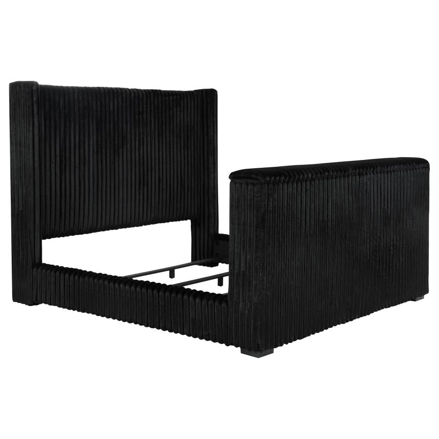 Centergrove Upholstered California King Wingback TV Bed Black