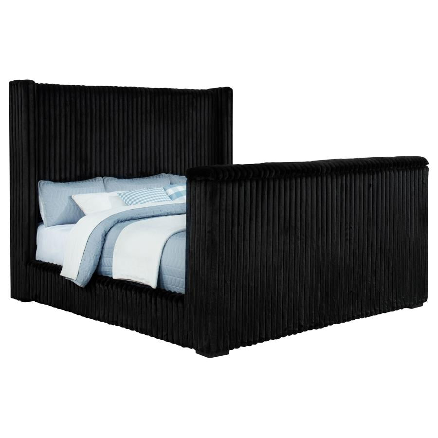 Centergrove Upholstered California King Wingback TV Bed Black