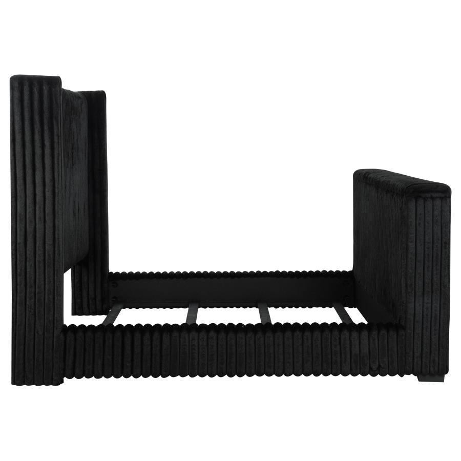 Centergrove Upholstered California King Wingback TV Bed Black