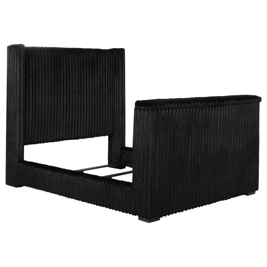Home & Sleep Outlet - Centergrove Upholstered Queen Wingback TV Bed Black