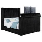 Home & Sleep Outlet - Centergrove Upholstered Queen Wingback TV Bed Black