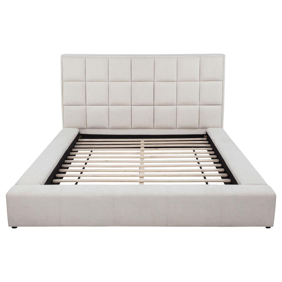 Home & Sleep Outlet - Dreux Upholstered Eastern King Panel Platform Bed Cream