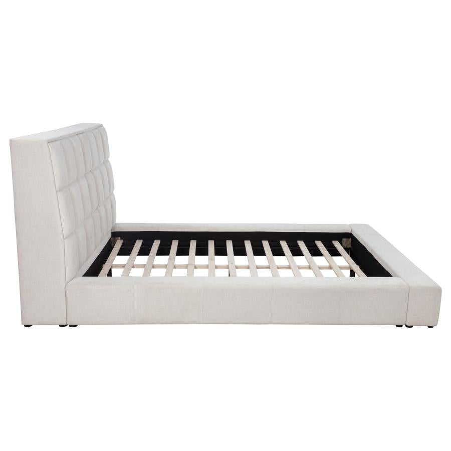 Home & Sleep Outlet - Dreux Upholstered Eastern King Panel Platform Bed Cream
