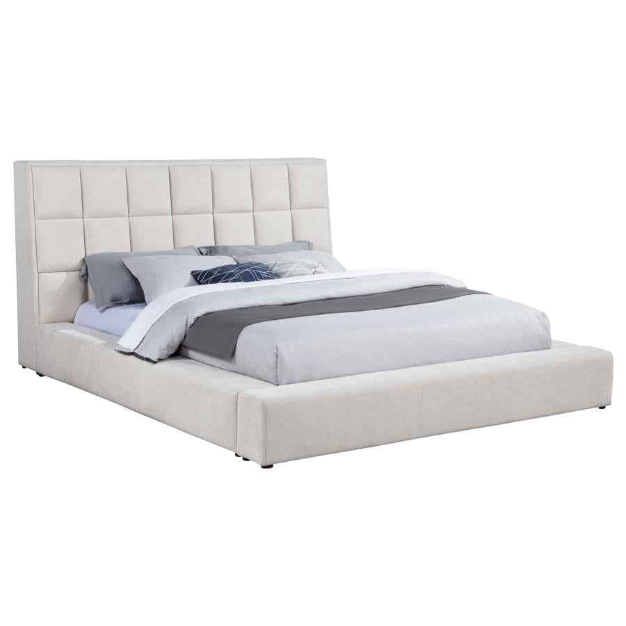 Dreux Upholstered California King Panel Platform Bed Cream