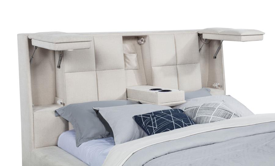 Home & Sleep Outlet - Dreux Upholstered California King Panel Platform Bed Cream