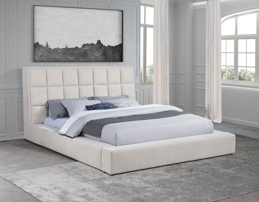 Home & Sleep Outlet - Dreux Upholstered Queen Panel Platform Bed Cream