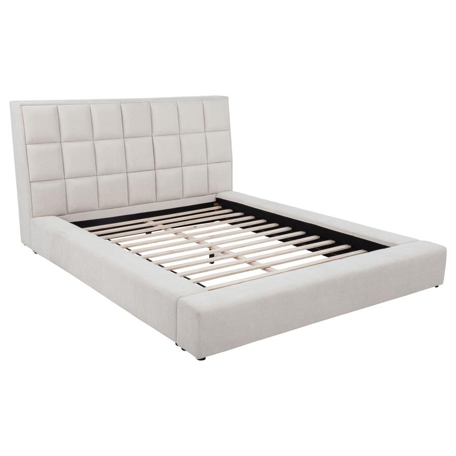 Home & Sleep Outlet - Dreux Upholstered Queen Panel Platform Bed Cream