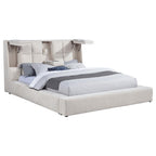 Home & Sleep Outlet - Dreux Upholstered Queen Panel Platform Bed Cream