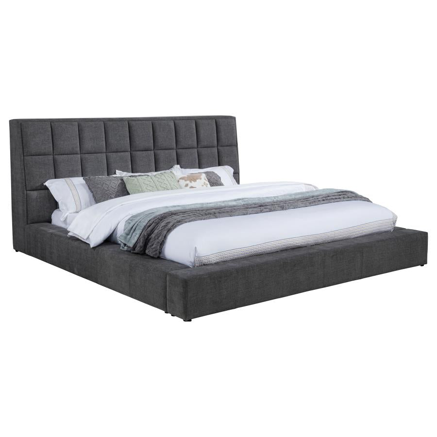 Home & Sleep Outlet - Dreux Upholstered Eastern King Panel Platform Bed Grey