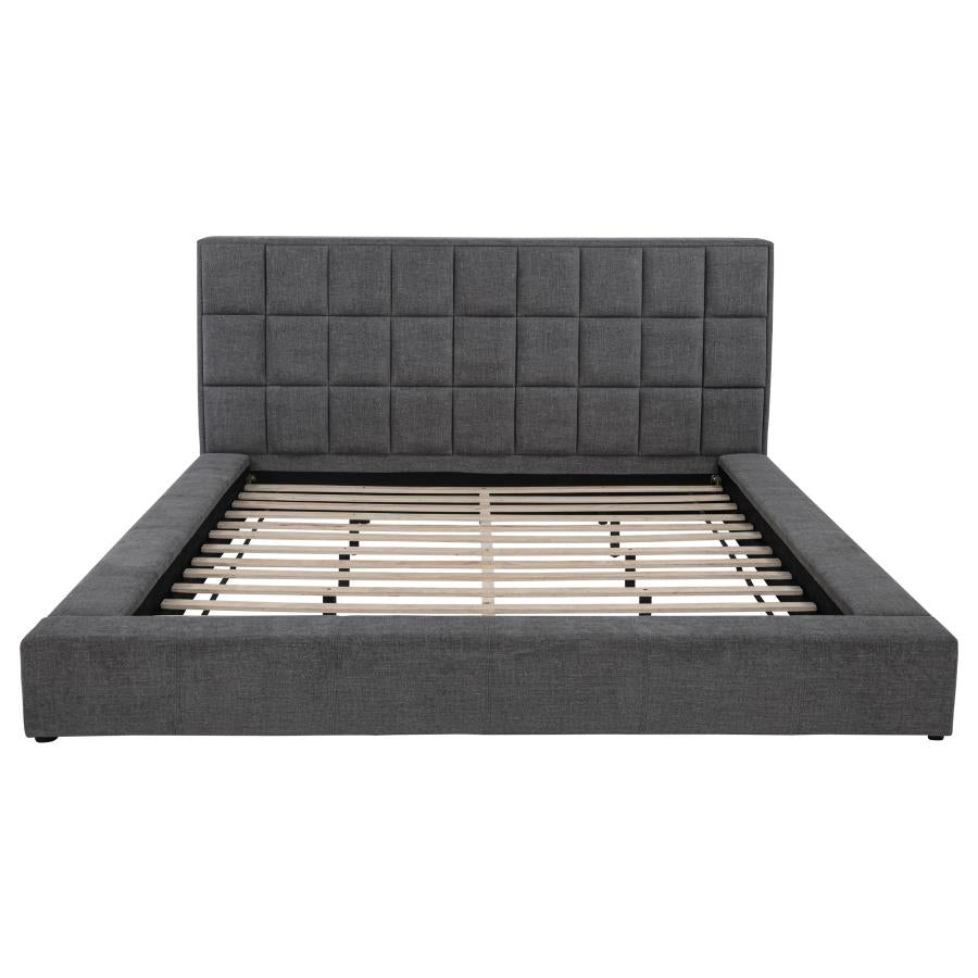 Home & Sleep Outlet - Dreux Upholstered Eastern King Panel Platform Bed Grey
