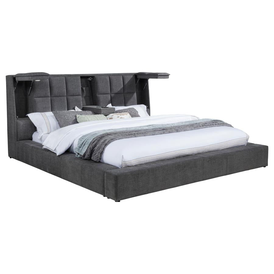 Home & Sleep Outlet - Dreux Upholstered California King Panel Platform Bed Grey