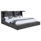 Home & Sleep Outlet - Dreux Upholstered California King Panel Platform Bed Grey