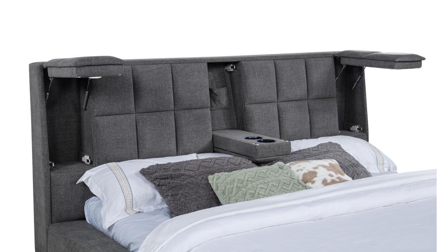 Home & Sleep Outlet - Dreux Upholstered California King Panel Platform Bed Grey