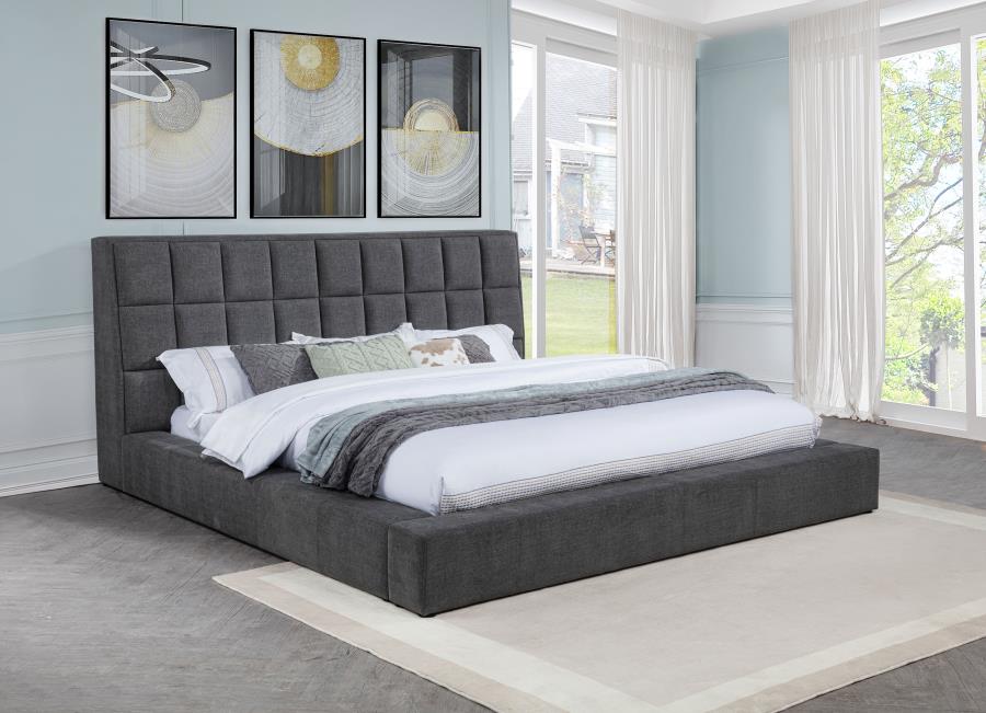 Home & Sleep Outlet - Dreux Upholstered Queen Panel Platform Bed Grey