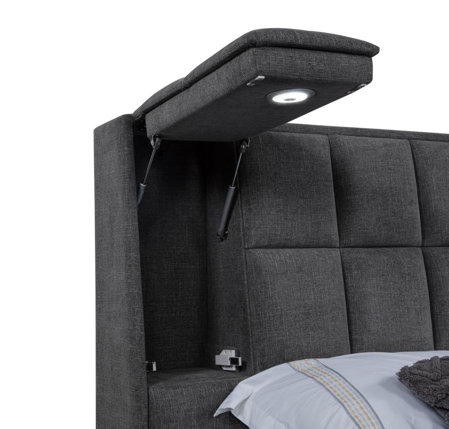 Home & Sleep Outlet - Dreux Upholstered Queen Panel Platform Bed Grey
