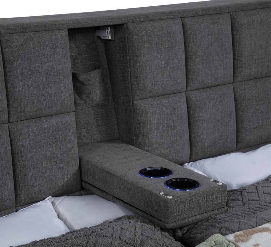 Home & Sleep Outlet - Dreux Upholstered Queen Panel Platform Bed Grey