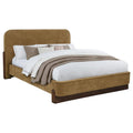 Home & Sleep Outlet - Baldacci Upholstered Eastern King Platform Bed Curry and Walnut
