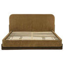 Baldacci Upholstered Eastern King Platform Bed Curry and Walnut