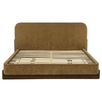 Baldacci Upholstered Eastern King Platform Bed Curry and Walnut
