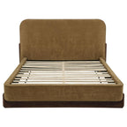 Home & Sleep Outlet - Baldacci Upholstered California King Platform Bed Curry and Walnut