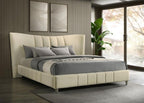 Home & Sleep Outlet - Evelyn Upholstered Eastern King Panel Platform Bed Ivory