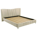 Home & Sleep Outlet - Evelyn Upholstered Eastern King Panel Platform Bed Ivory