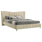 Home & Sleep Outlet - Evelyn Upholstered Eastern King Panel Platform Bed Ivory