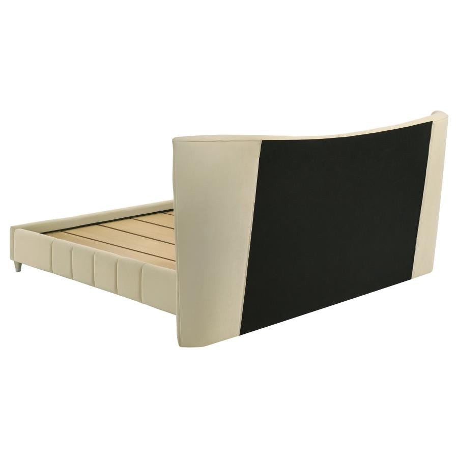 Home & Sleep Outlet - Evelyn Upholstered Eastern King Panel Platform Bed Ivory