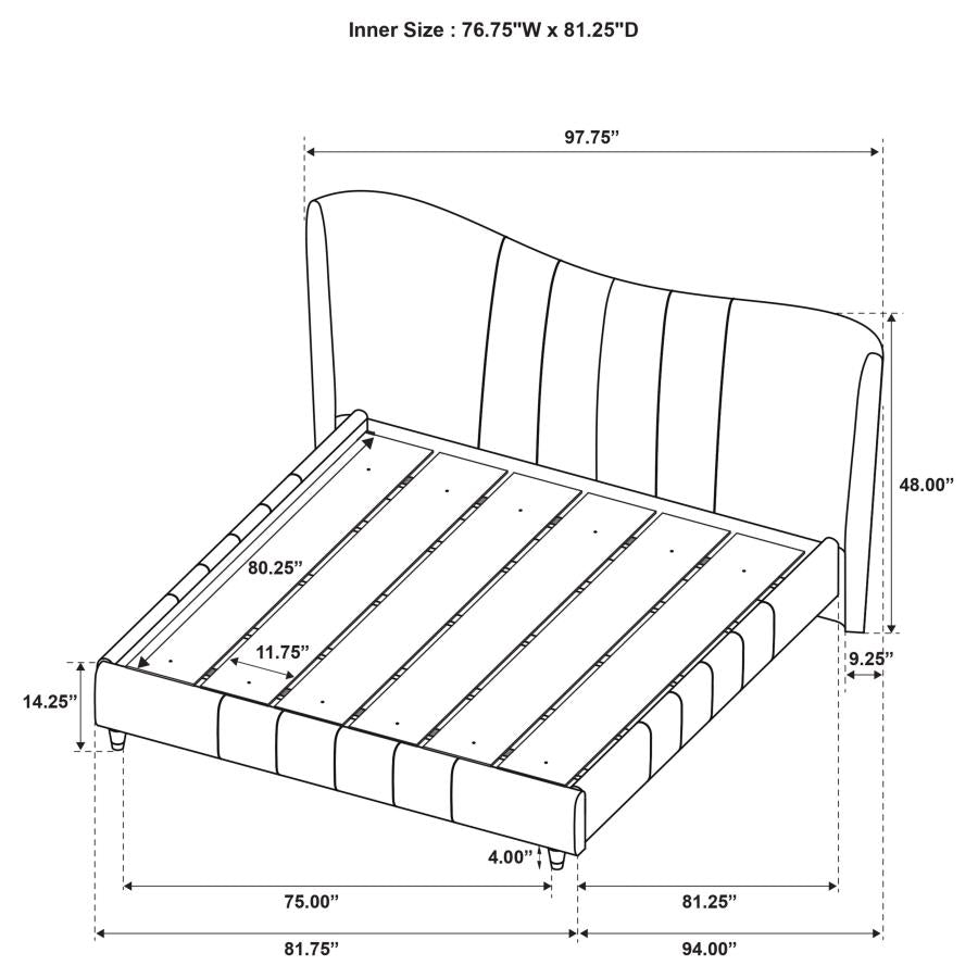 Home & Sleep Outlet - Evelyn Upholstered Eastern King Panel Platform Bed Ivory