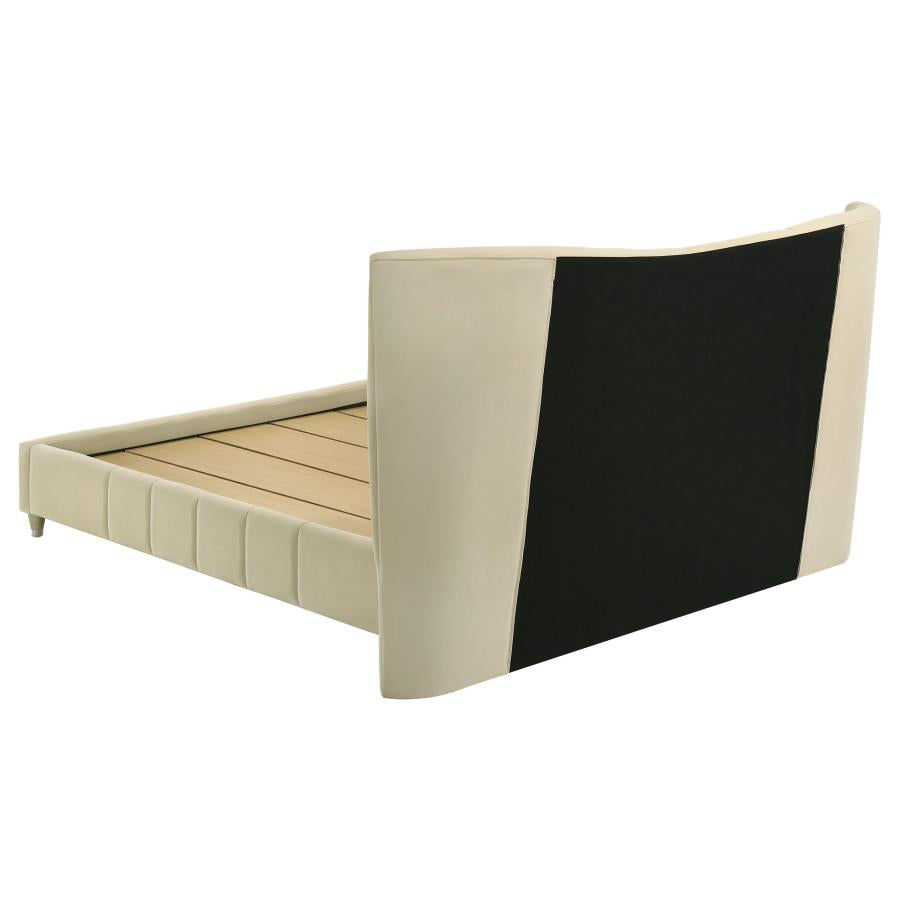 Home & Sleep Outlet - Evelyn Upholstered Queen Panel Platform Bed Ivory