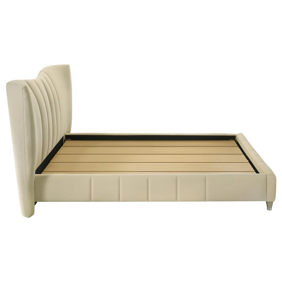Home & Sleep Outlet - Evelyn Upholstered Queen Panel Platform Bed Ivory