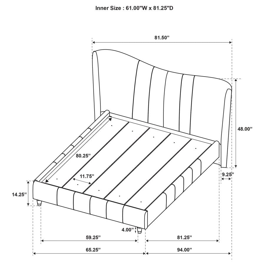 Home & Sleep Outlet - Evelyn Upholstered Queen Panel Platform Bed Ivory