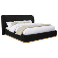 Blaire Upholstered Eastern King Wingback Platform Bed Black