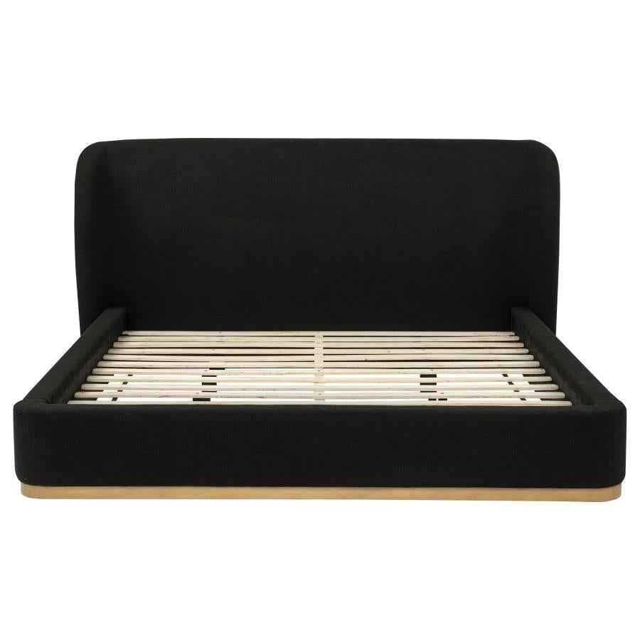 Blaire Upholstered Eastern King Wingback Platform Bed Black