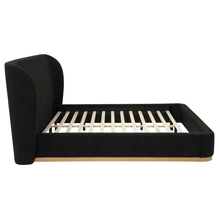 Blaire Upholstered Eastern King Wingback Platform Bed Black