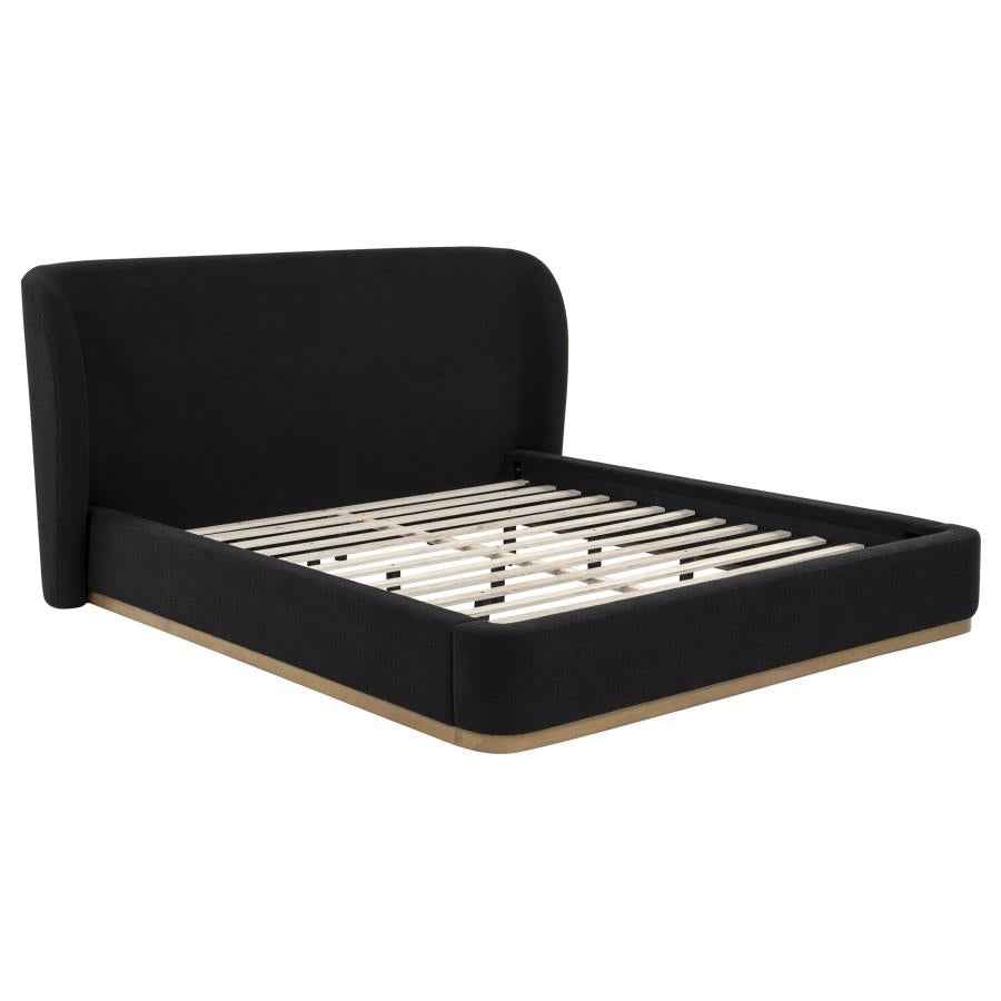 Blaire Upholstered California King Wingback Platform Bed Black