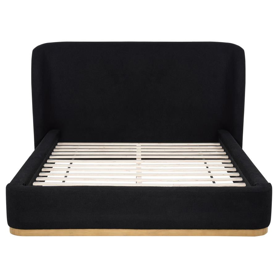Home & Sleep Outlet - Blaire Upholstered California King Wingback Platform Bed Black